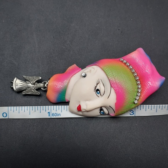 Lady Face Lady Head Brooch Artisan Handcrafted - Picture 5 of 7